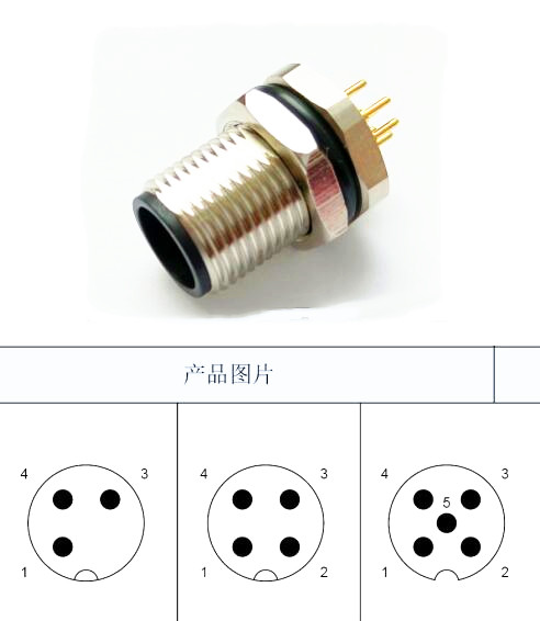 圓形M12連接器3PIN12PIN